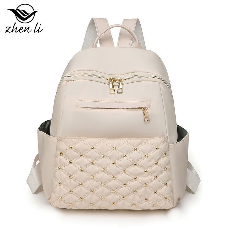 Cross-border wholesale nylon waterproof backpack 2023 new casual simple women's bag large capacity diamond travel backpack