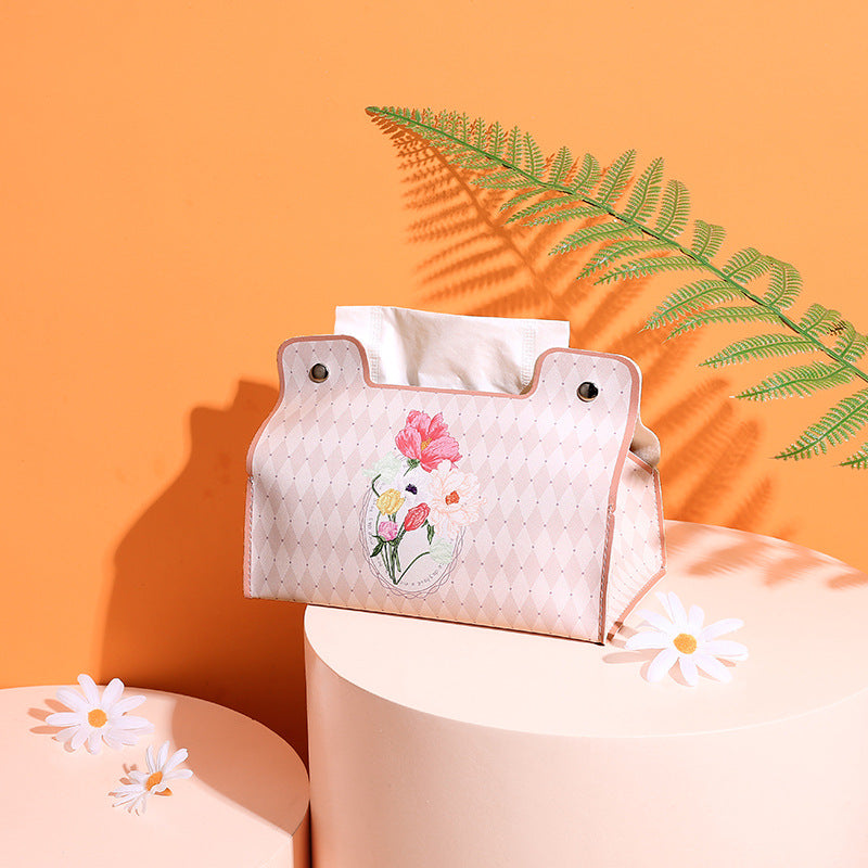 New retro flower tissue box, premium living room, restaurant, dormitory, office, multi-functional pumping carton, car pumping box