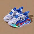 Glowing sneakers  spring/autumn new cartoon car kids' casual shoes, leather light-up shoes for young boys and girls