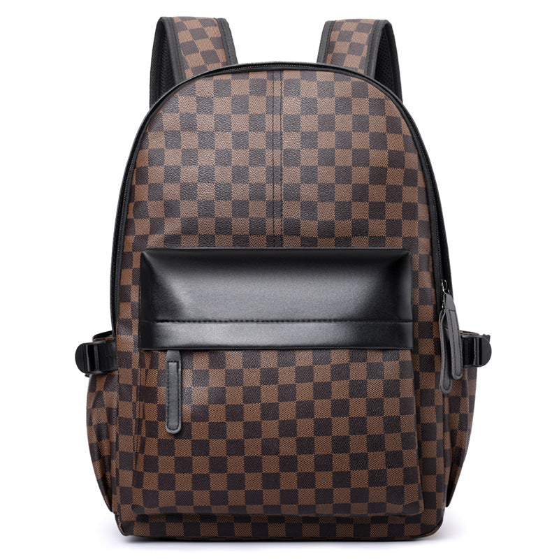 Business Trend Plaid Backpack Versatile Casual Men's Commuter Computer Backpack Large Capacity Travel Backpack School Bag