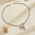 Sweater chain wholesale european and american cross-border jewelry niche design cross necklace sweet cool hip-hop style pin necklace