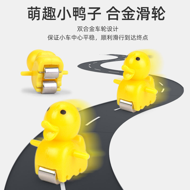 Influencer-approved little yellow duck climbing stairs educational electric track toy with slide for baby girls, boys, and toddlers