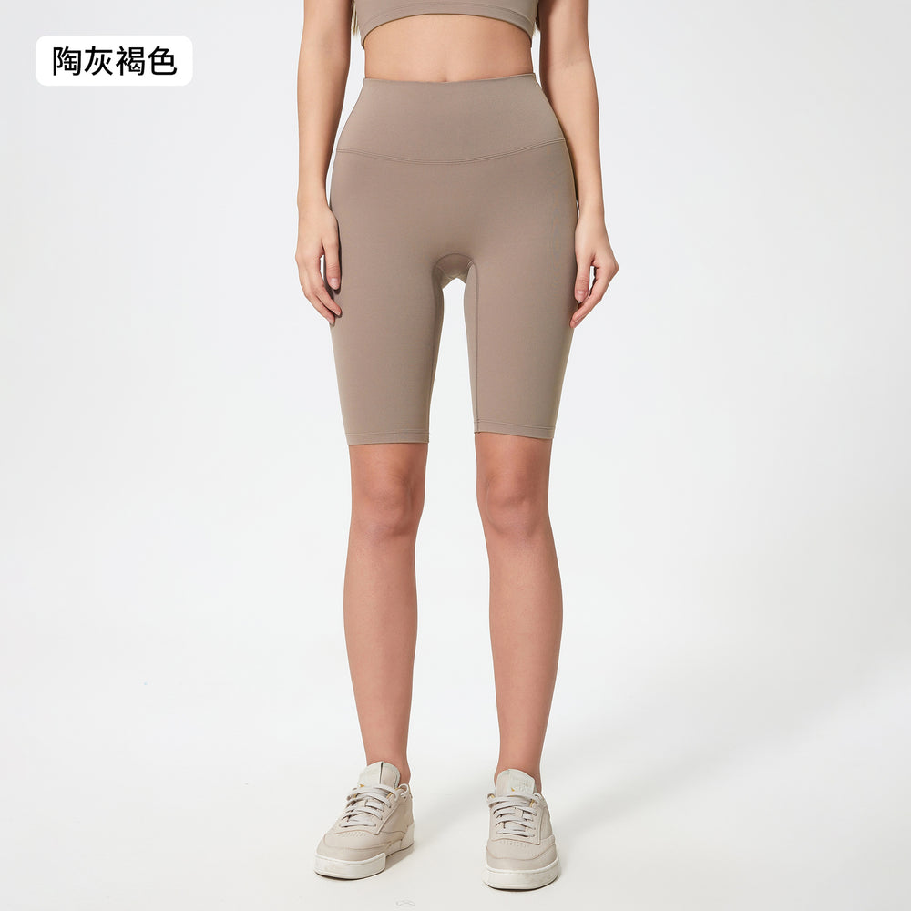 Spring/summer seamless t-line tight 5-inch nude yoga shorts - peach lift, high-waisted workout shorts with pockets - women's dk184