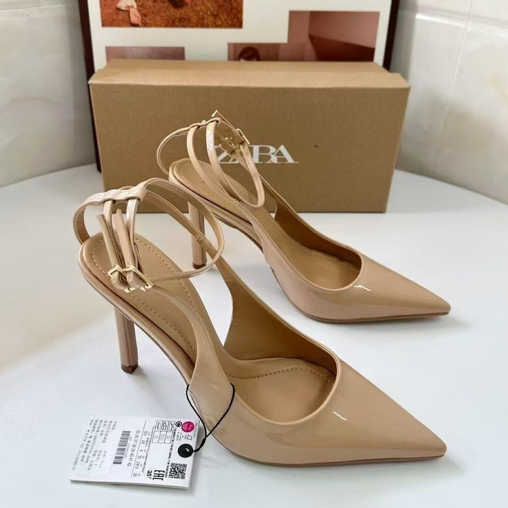 Zar spring new arrivals: women's khaki green high heels - sexy pointed-toe stiletto sandals