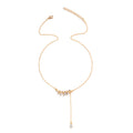 Wholesale alloy pendants - european & american cross-border jewelry - high-end wheat ear tassel adjustable necklace - women's leaf clavicle chain