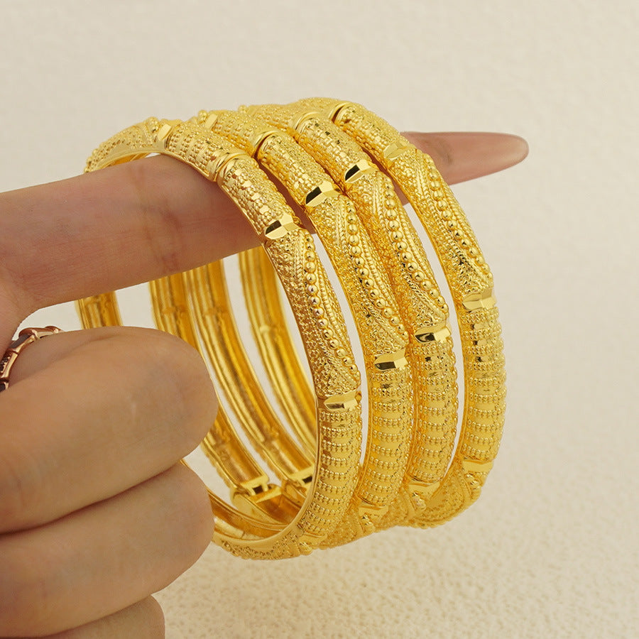 middle eastern 24k gold-plated copper sanskrit bangle for women, suitable for brides, weddings, parties, and everyday wear