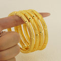 middle eastern 24k gold-plated copper sanskrit bangle for women, suitable for brides, weddings, parties, and everyday wear