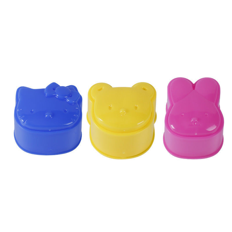 Diy animal mini onigiri molds - cute bunny three-piece set, cartoon bento box, kids' sushi tools - cross-border