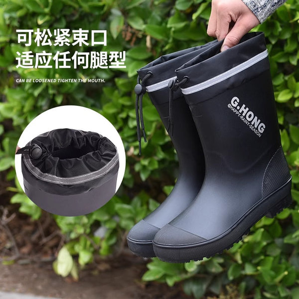 2024 new winter velvet rain boots waterproof shoes non-slip fishing takeaway rider special rubber shoes rain shoes men's
