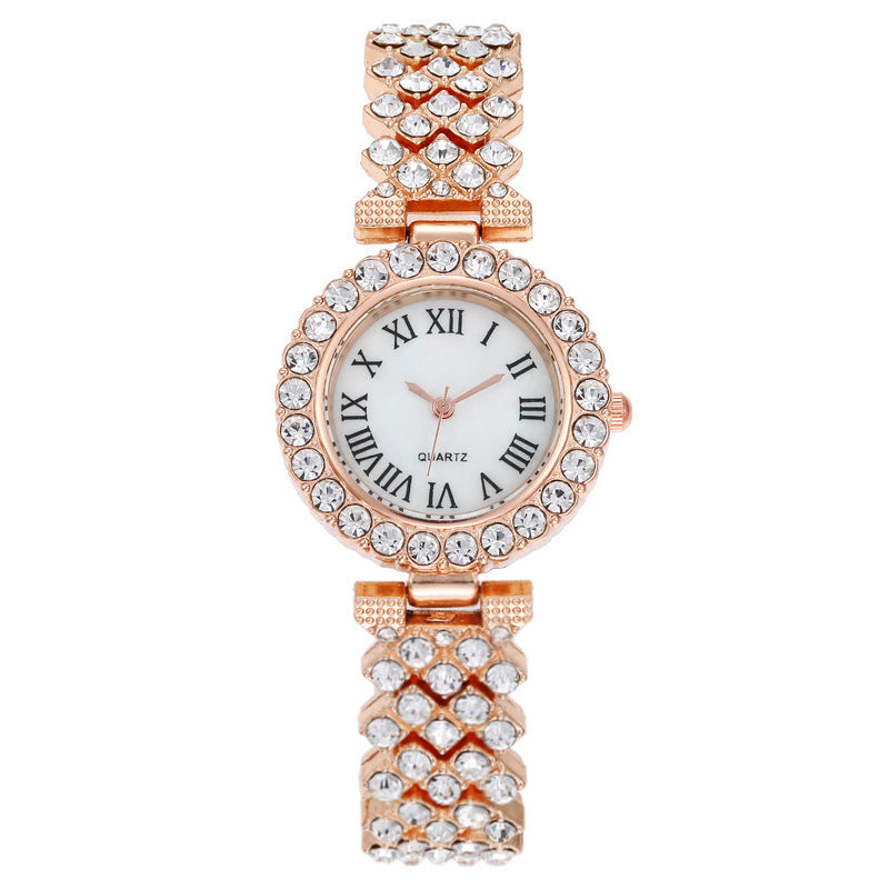 Hot-selling, trendy roman numeral diamond-studded women's watch, quartz movement, bracelet-style wristwatch for women, direct from the manufacturer, in stock
