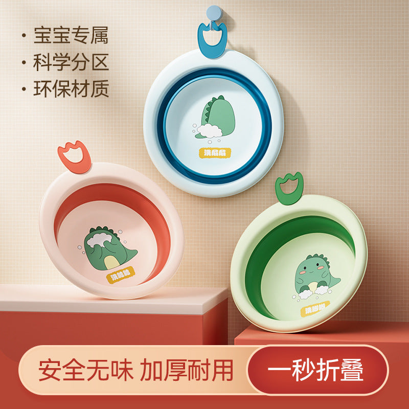 Collapsible kids' wash basin - portable newborn face wash basin - thickened plastic baby basin - household infant wash basin