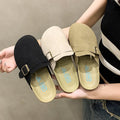 Taizhou plus size slip-on toe-cap half slippers 2025new arrivalretroflats slippers round toe suede lazy slippers