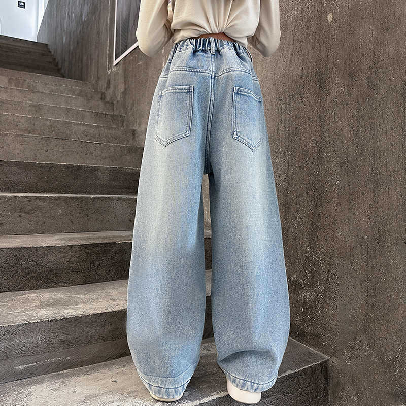 Girls' denim jeans - spring/autumn  new collection - trendy & stylish kids' pants - spring outfit for girls - wide leg straight leg jeans for older girls