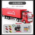 Red container truck + 6 die-cast cars + gas station, includes 3 batteries + screwdriver