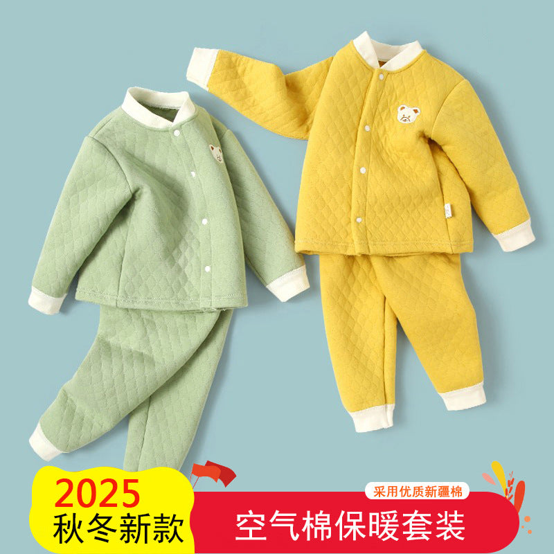 Baby heattechsuitfall and winterpure cotton male baby autumn clothing female baby intimatesspring & fallthickenedcardigan autumn clothes and autumn pants