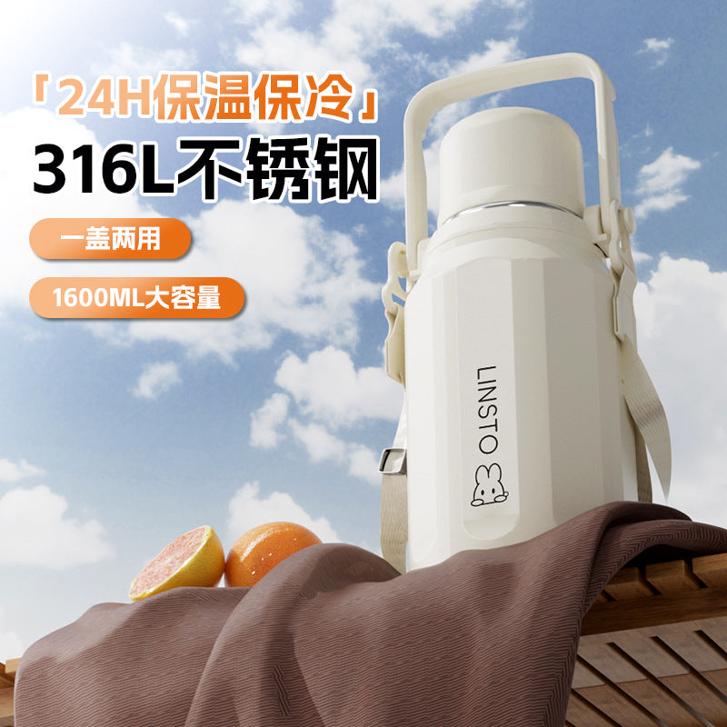 New arrival diamond-shaped portable thermos kettle large-capacity water cup 316 outdoor stainless steel portable men's and women's home campus