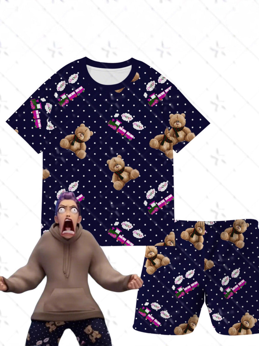 new k-pop demon slayer girl group short sleeve & shorts cartoon anime merchandise kids' pajama set loungewear