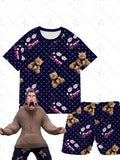 new k-pop demon slayer girl group short sleeve & shorts cartoon anime merchandise kids' pajama set loungewear