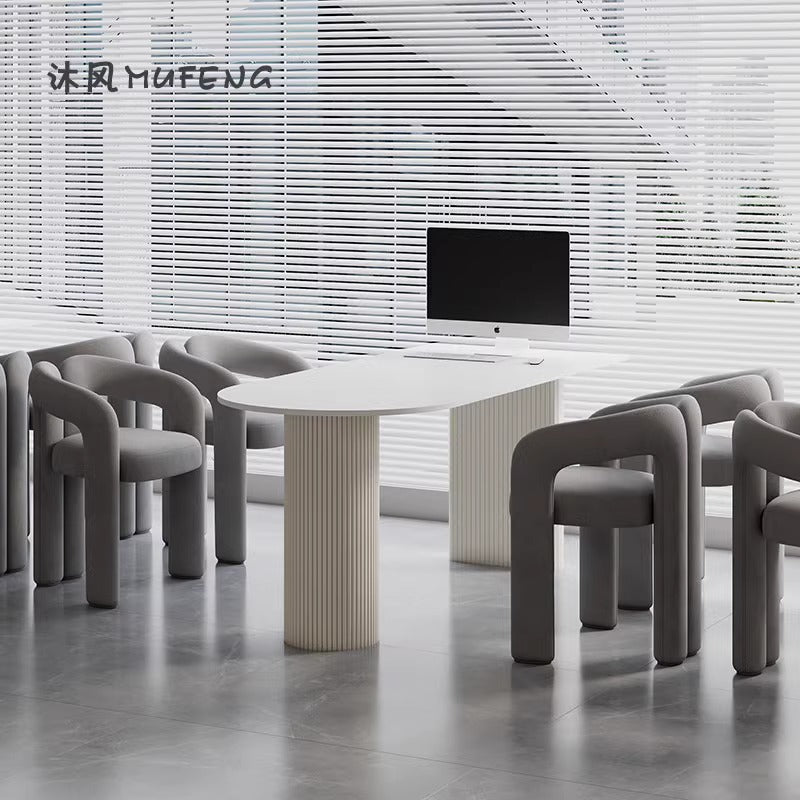 Cream style selection area wedding dress shop rest area order receiving table medical beauty industry negotiation table slate sofa chair combination leather art