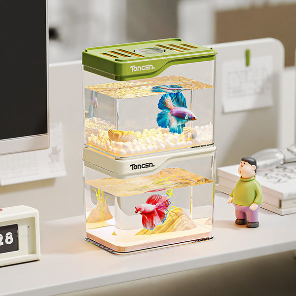 Household plastic fish tank living room aquarium beautiful and simple integrated high definition transparent desktop small goldfish turtle tank