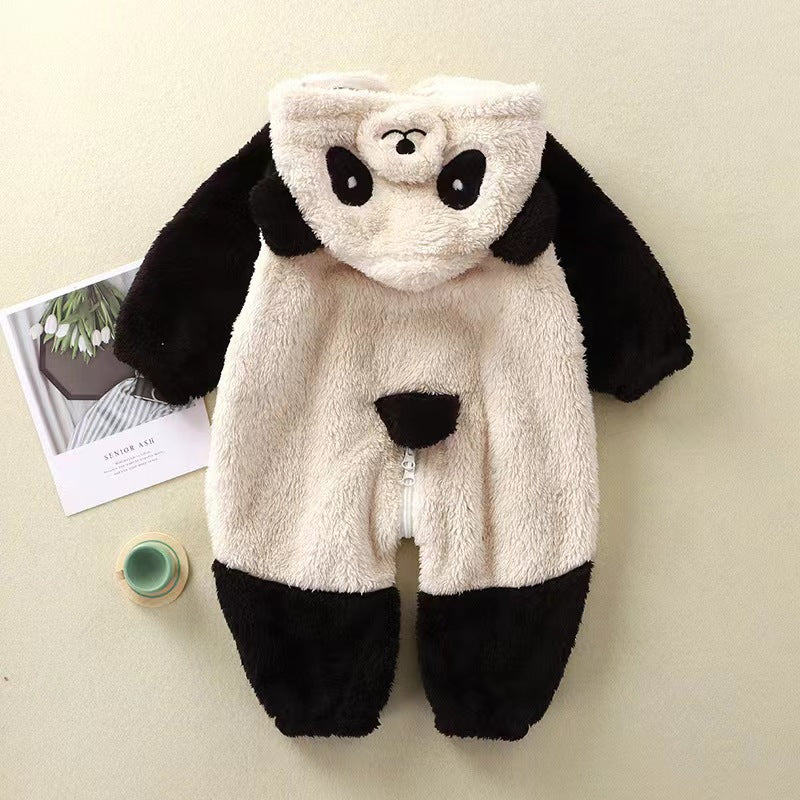 Baby cartoon bunny panda plush onesie infant cute warm clothes toddler romper home jumpsuit