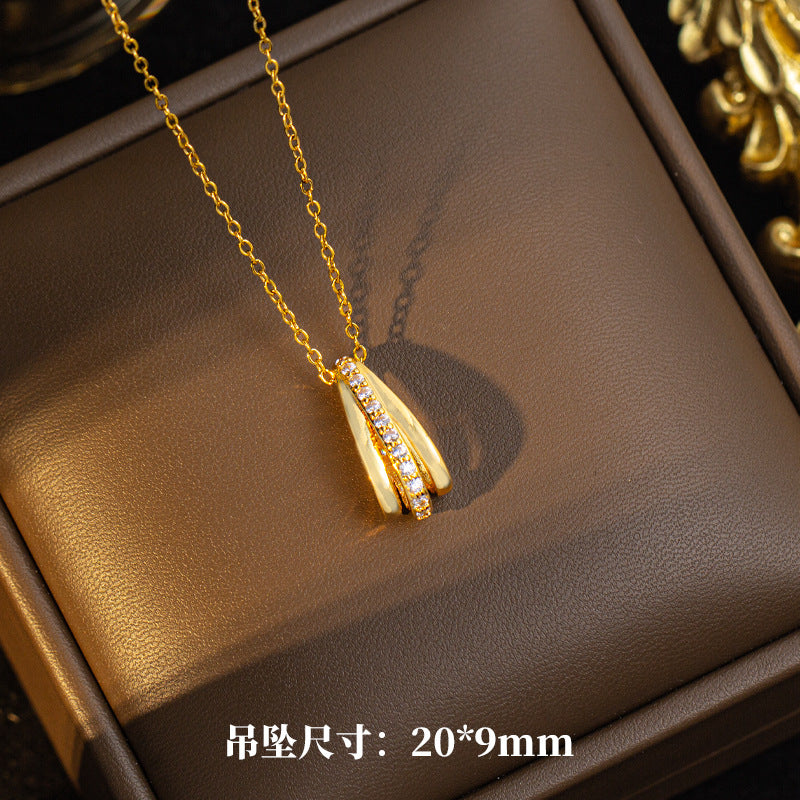 Simpleelegant geometric titanium steel necklace women's earrings niche design classy earrings accessible luxurynew arrival clavicle chain jewelry