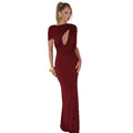 women's clothing  new arrival: elegant solid color one-shoulder cutout maxi dress - slim fit, waist-cinching, bodycon dress