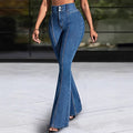 Fashionexport cross-border women's new arrivalspring & fall front and rear patchwork high-looking slimming look stretch mid-waist flared jeans