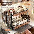 Medieval style kitchen stainless steel dish storage rack drain rack countertop multifunctional storage rack dish rack dishes plates cupboard