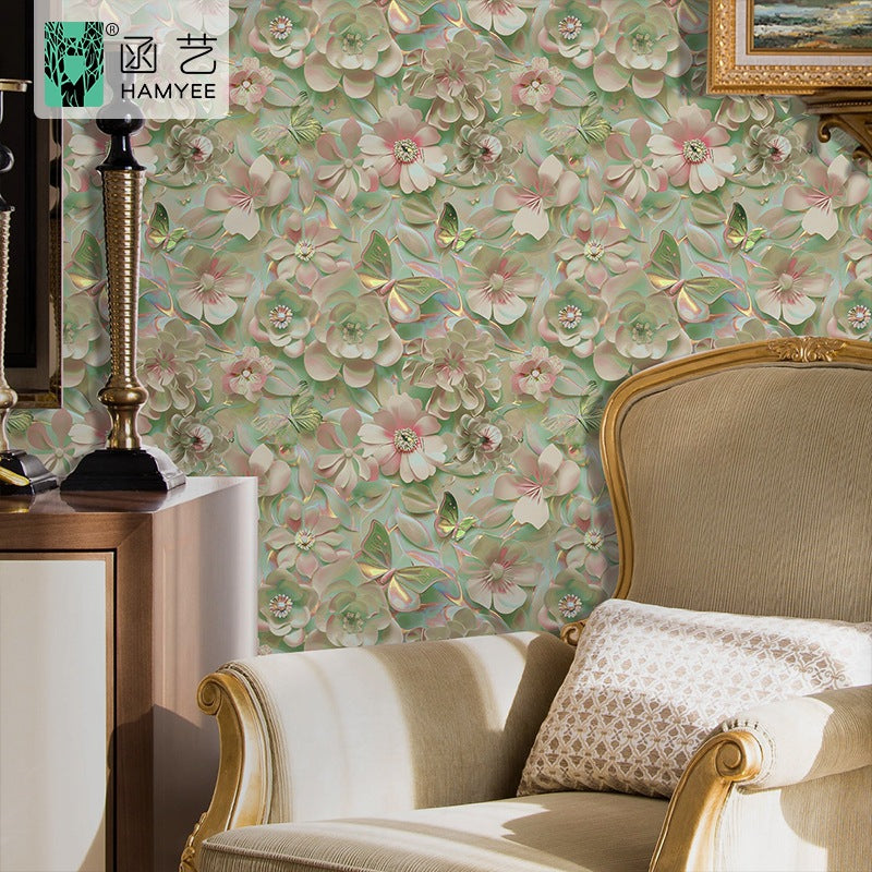 2024 new hotel wall decoration retro instant sticker with glue waterproof wallpaper self-adhesive thickened PVC wallpaper