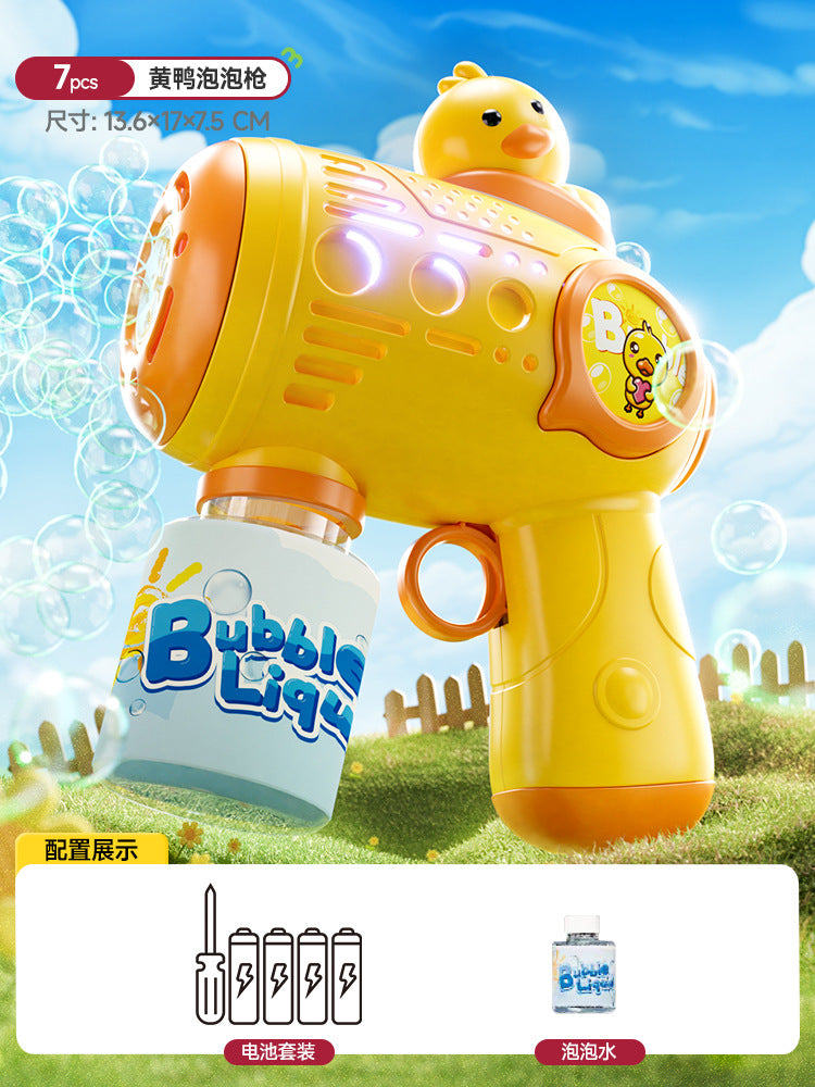 New bubble blower for boys and girls - little yellow duck automatic electric handheld bubble gun toy with bubble solution for outdoor use