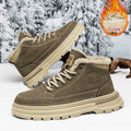 Men's martin boots - winter fleece-lined, extra thick, warm cotton shoes, men's high-top leather shoes, leather upper, thick sole, outdoor snow boots