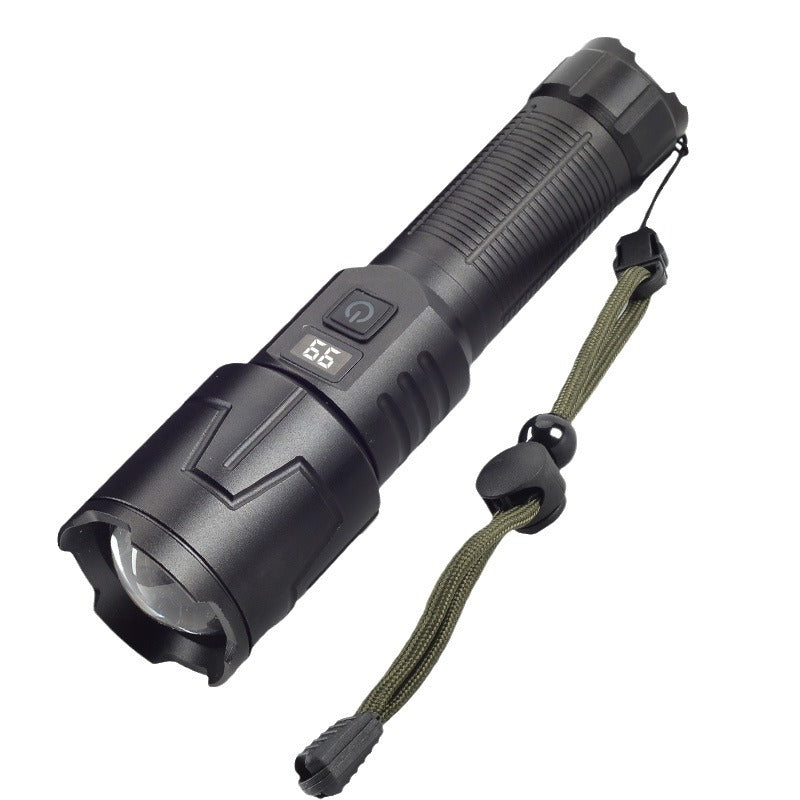 Cross-border white laser strong optical display LED long-range outdoor telescopic zoom night fishing USB charging strong light flashlight