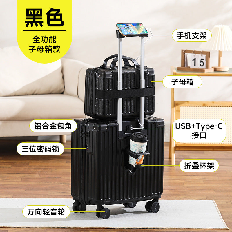 New multi-functional small and lightweight child and mother box universal wheel boarding case 18-inch password box strong and durable trolley case