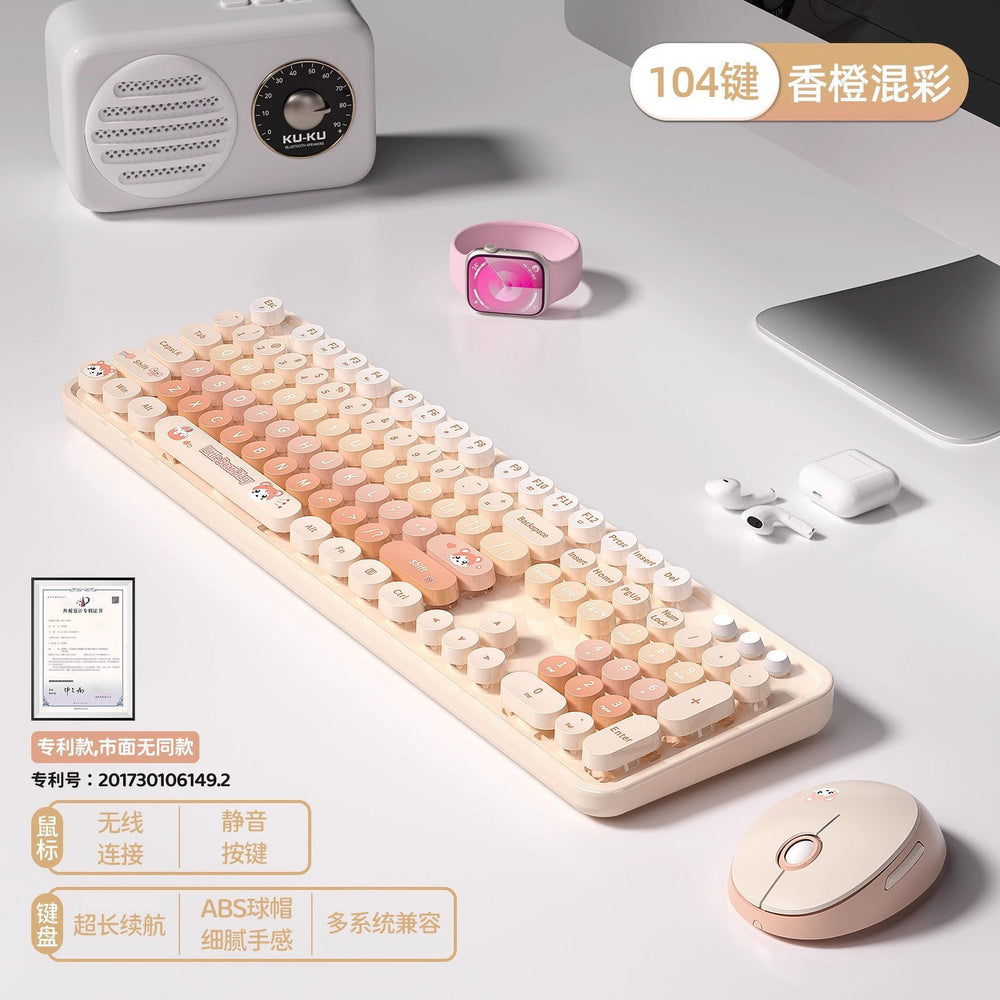 Mofii sky high hand sweet gradient color wireless keyboard and mouse combo for girls - cute, high-value, silent, and energy-saving