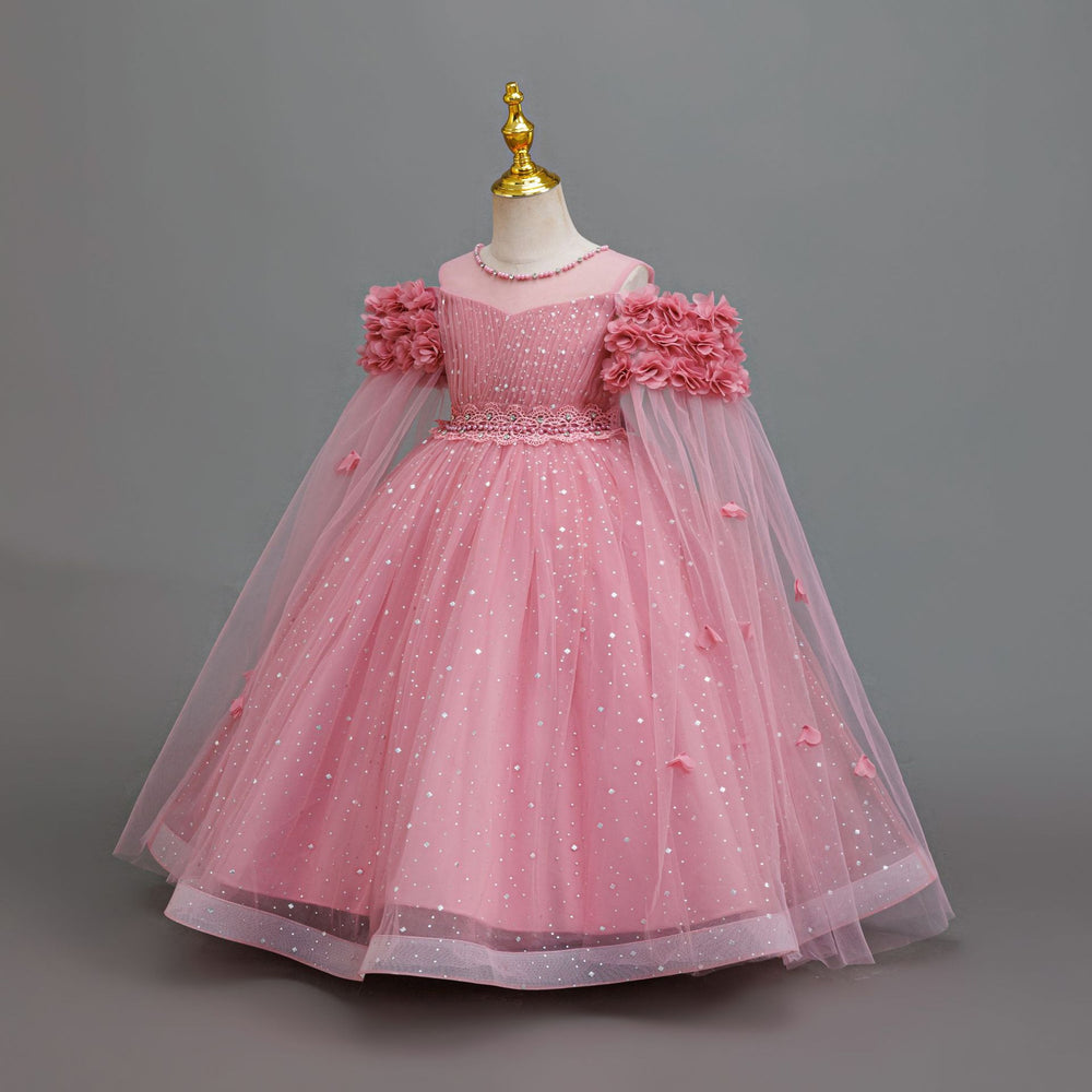 Exportin stockgirl dress petals wedding dress princess dress girl flower girl piano performance dress girl dress