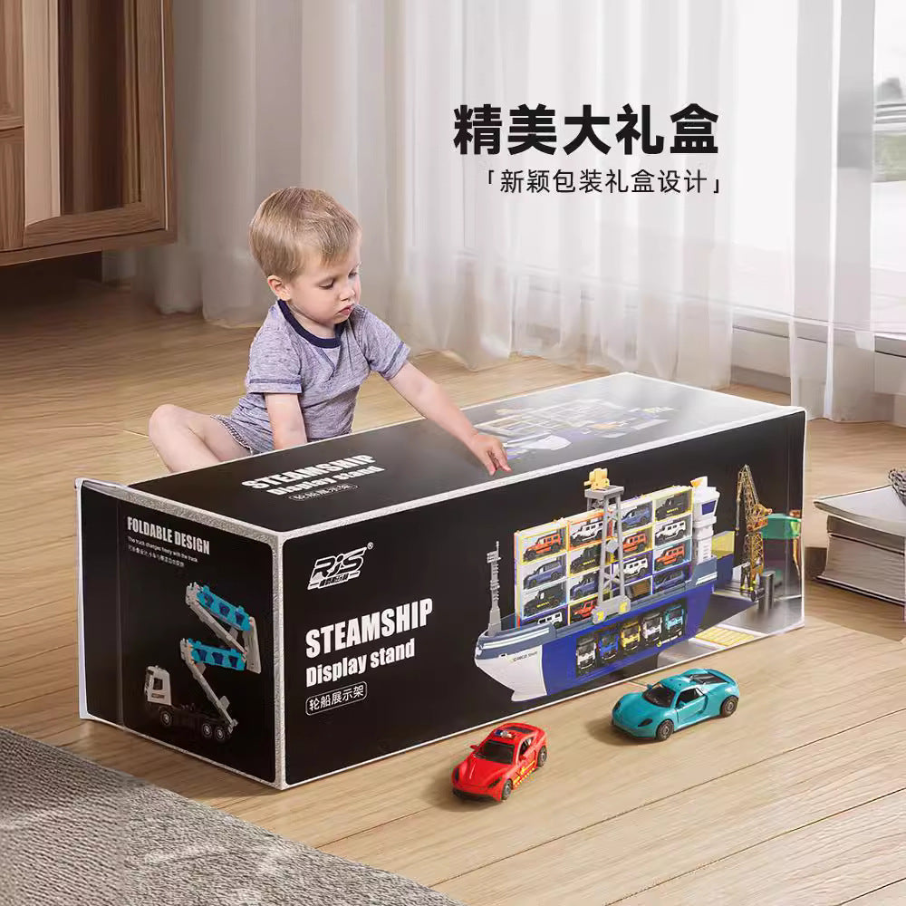 Extra-large ship kids toy set - deluxe cruise liner transport truck with container cars for boys, ages 3-6