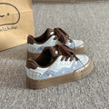 Women's white sneakers: new 2025 autumn collection - versatile platform sneakers for students, perfect with skirts, unique design, thick sole, athletic & casual style