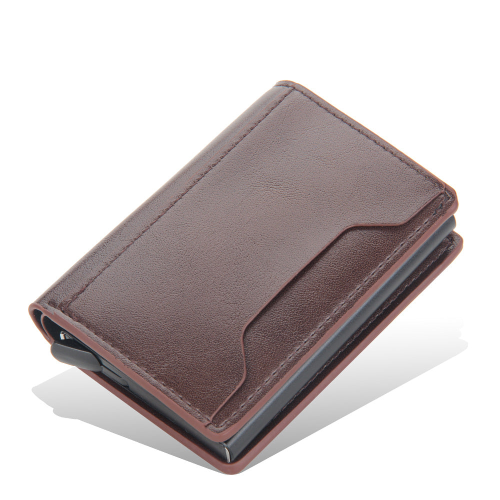 Men's small card bag baellerry European and American multi-card position elastic card aluminum box anti-magnetic card cover anti-theft brush small card bag