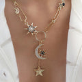 Wholesale necklace accessories: european & american style, cross-border star & moon pendants, women's niche light luxury, high-end paperclip clavicle chains