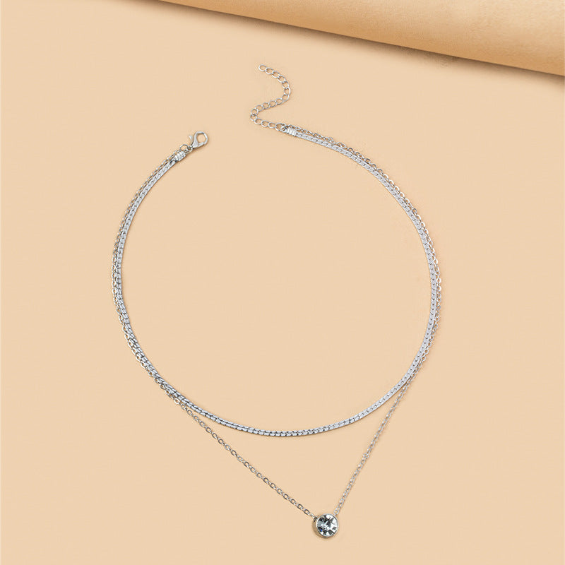 Sweater chain accessible luxury high-end wholesale european and american cross-border autumn and winter clavicle chain women's silver-plated double-layer accessories outfit necklace