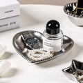 Trendy, electroplated silver heart ceramic plate - high-end desktop organizer for jewelry and cosmetics