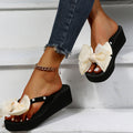2025 new round-toe flip-flops women's fashion export plus size rhinestone bow minimalist beach sandals