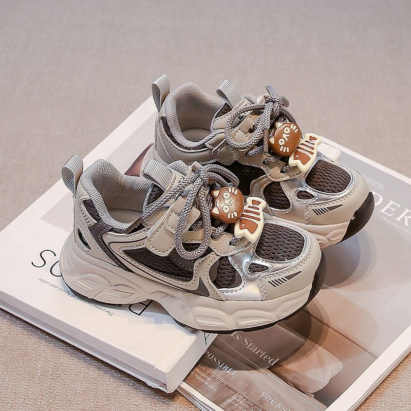 Boys' spring  new mesh sneakers: lightweight, soft-soled athletic shoes for older kids and teens - korean style chunky sneakers