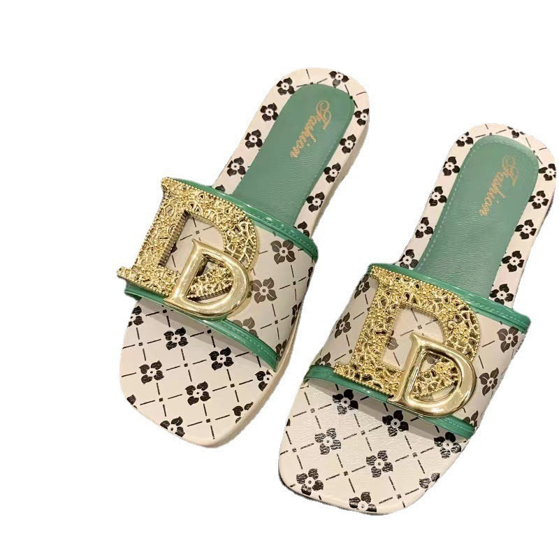 2025 summer new arrival: trendy retro women's sandals & slippers - versatile casual flat slides with buckle detail