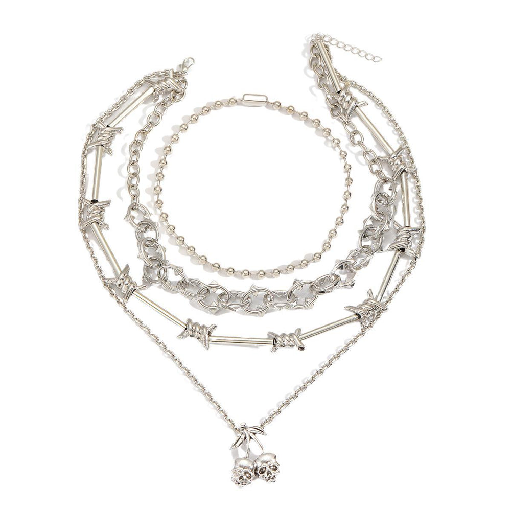 Clavicle necklace wholesale street cool hip hop skull pendant niche design sense thorns bamboo section stacked sweater chain