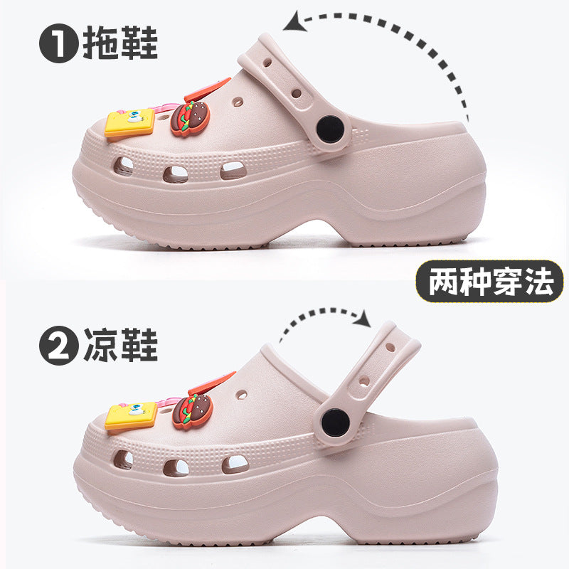 Spongebob squarepants fashion height increasing crocs women's summer casualnon-slipeasiest for match beach shoes women's sandals