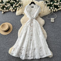 French chic lace 3d floral cutout dress - new high-waisted, slimming, elegant maxi dress for women