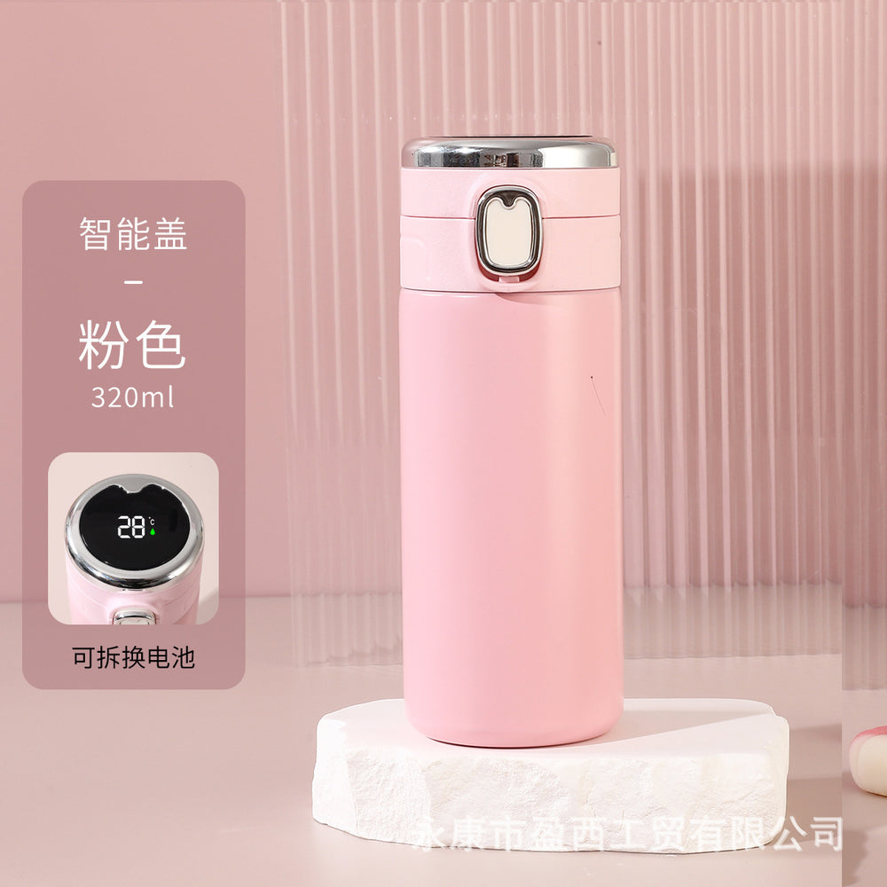 Simple pea cup female student 304 stainless steel vacuum water cup replaceable battery bounce smart thermos cup wholesale