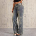 Pre-sale 50-15877#  cross-border women's clothing european and american new style straight-leg fashion cross denim long